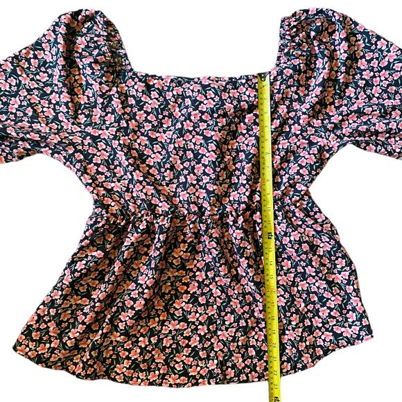 Bloomchic Black & Pink Floral Babydoll Top Size 14/16 NEW - Picture 3 of 4